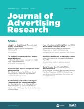 Journal of Advertising Research: 62 (3)